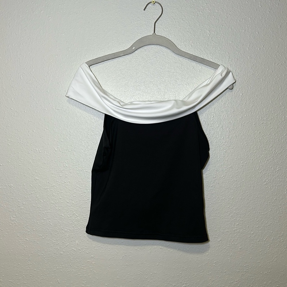 Black and white off the shoulder top